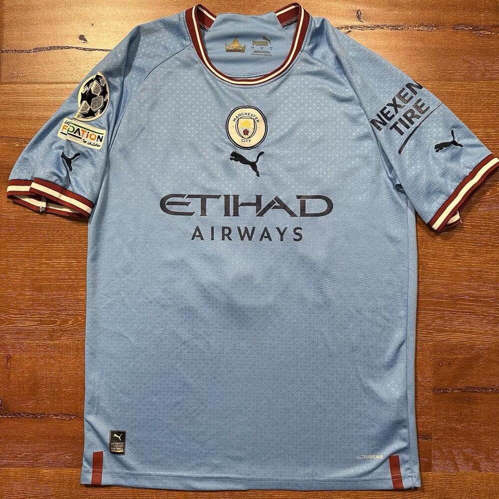 Puma Manchester City Soccer Jersey Mens M Blue Premier League Futbol Football